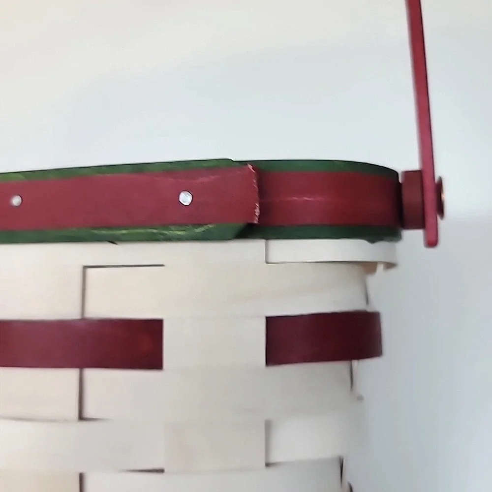 Longaberger Happy Holidays White/Red & Green Door/Flower Basket + Plastic Liner